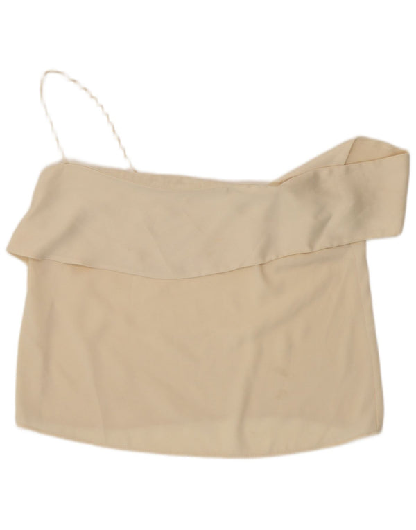 Zara Womens Crop One Shoulder Top UK 14 Large Off White