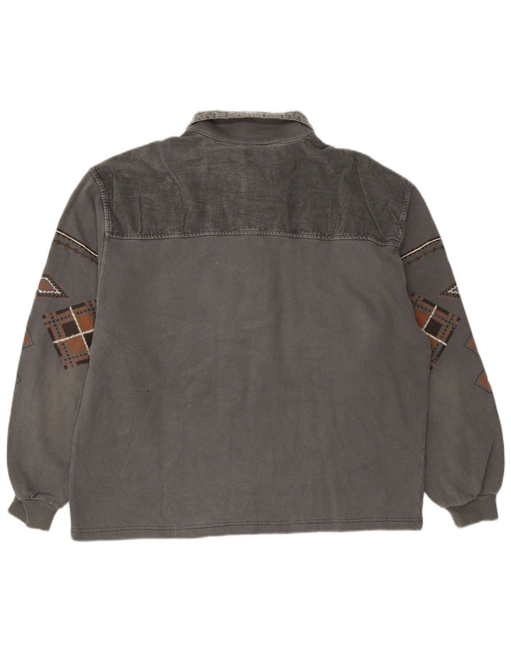 Chewan Herre Polo Neck Sweatshirt Jumper XL Grå Geometrisk