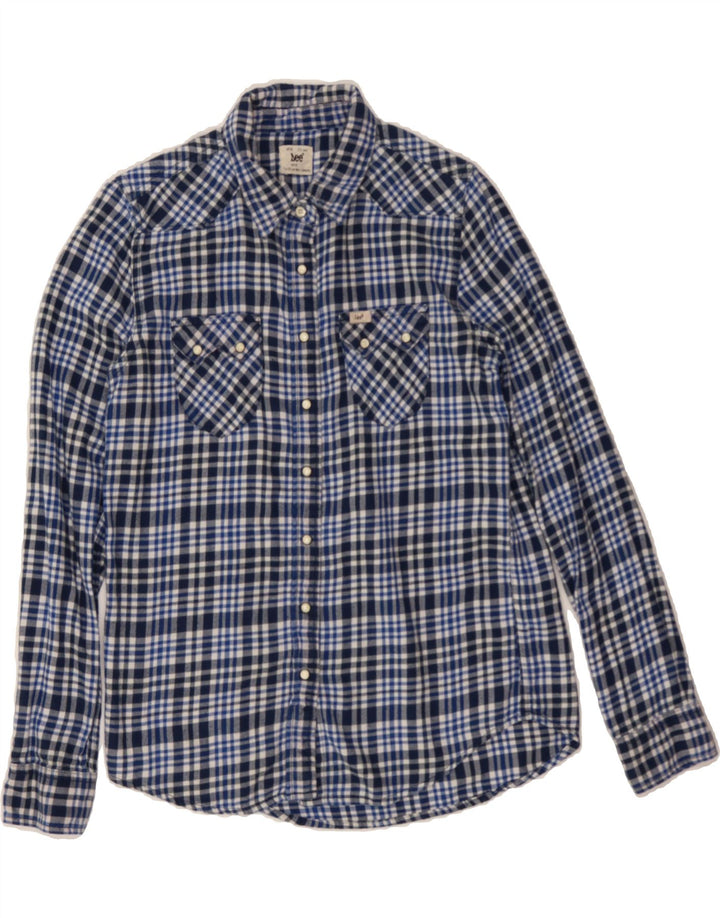 LEE Womens Flannel Shirt UK 10 Small Blue Check Cotton Vintage Lee and Second-Hand Lee from Messina Hembry 