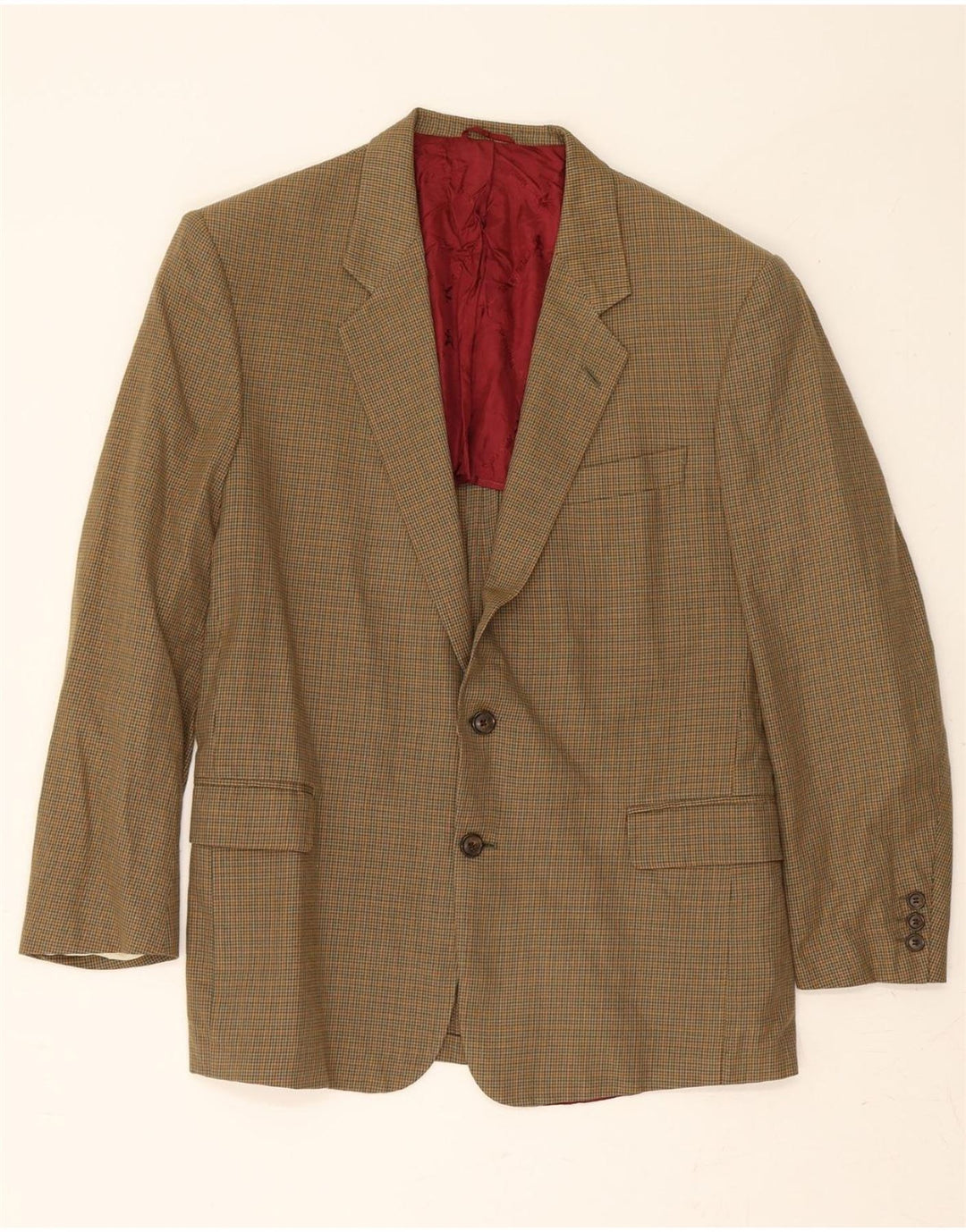 BROOKSFIELD Mens 2 Button Blazer Jacket UK 38 Medium Brown Houndstooth Vintage Brooksfield and Second-Hand Brooksfield from Messina Hembry 