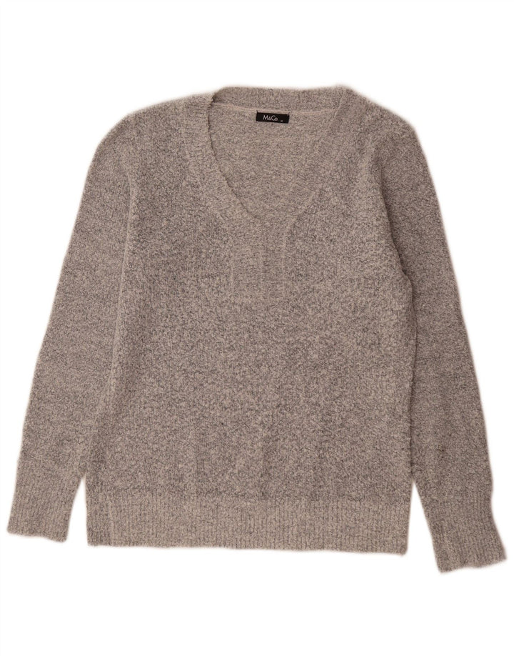 M&Co Dame V-hals sweater UK 14 Medium Grå Akryl