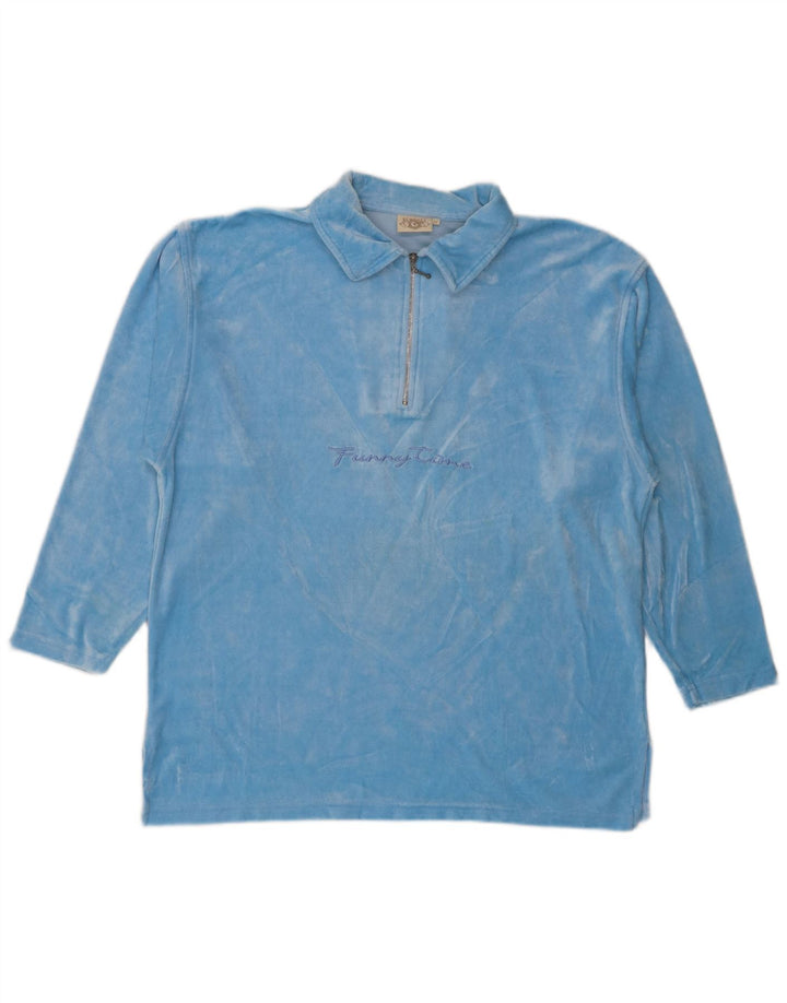 New Port Herre 1/4 Zip Top Langærmet Medium Blue Modal