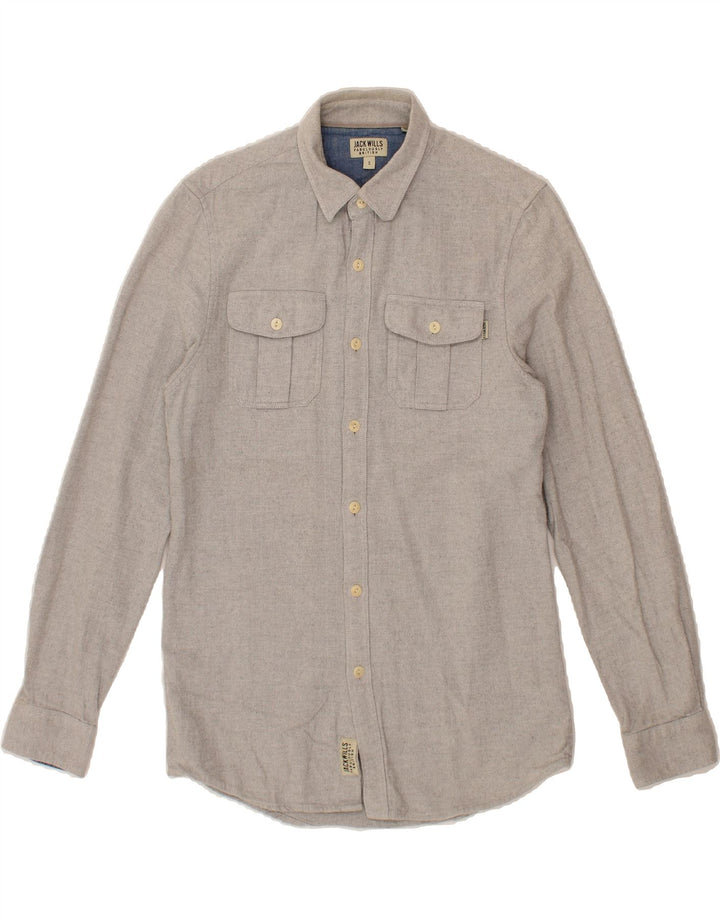 JACK WILLS Mens Shirt Small Grey Herringbone Cotton Vintage Jack Wills and Second-Hand Jack Wills from Messina Hembry 