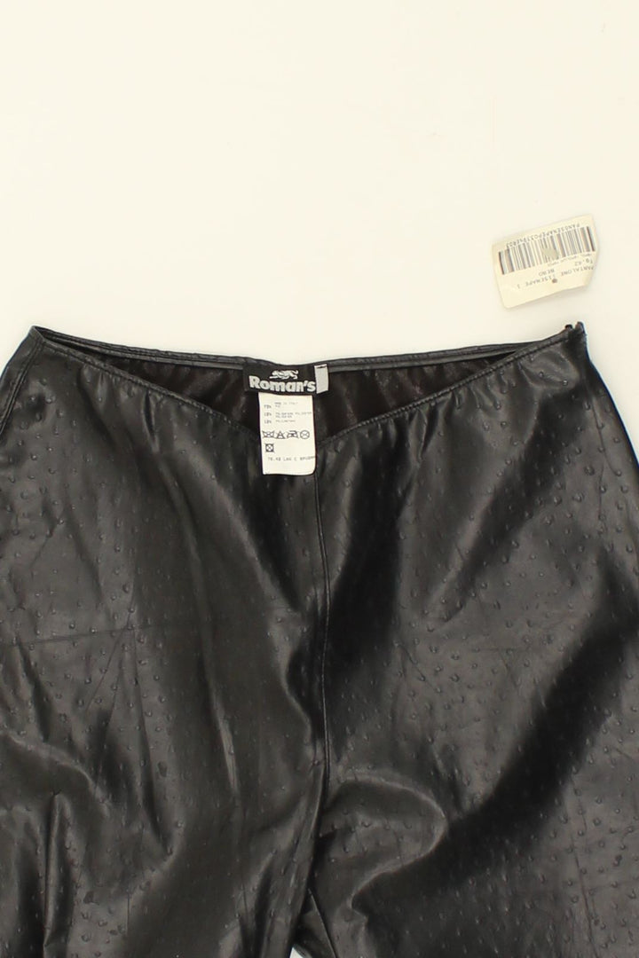 ROMAN'S Womens Faux Leather Bootcut Casual Trousers W24 L32  Black | Vintage Roman's | Thrift | Second-Hand Roman's | Used Clothing | Messina Hembry 