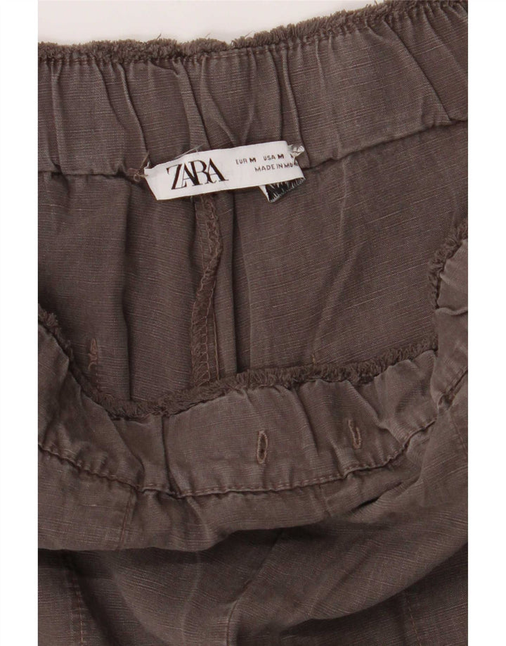 Zara Womens Tapered Cropped Trousers Medium W30 L24 Brun