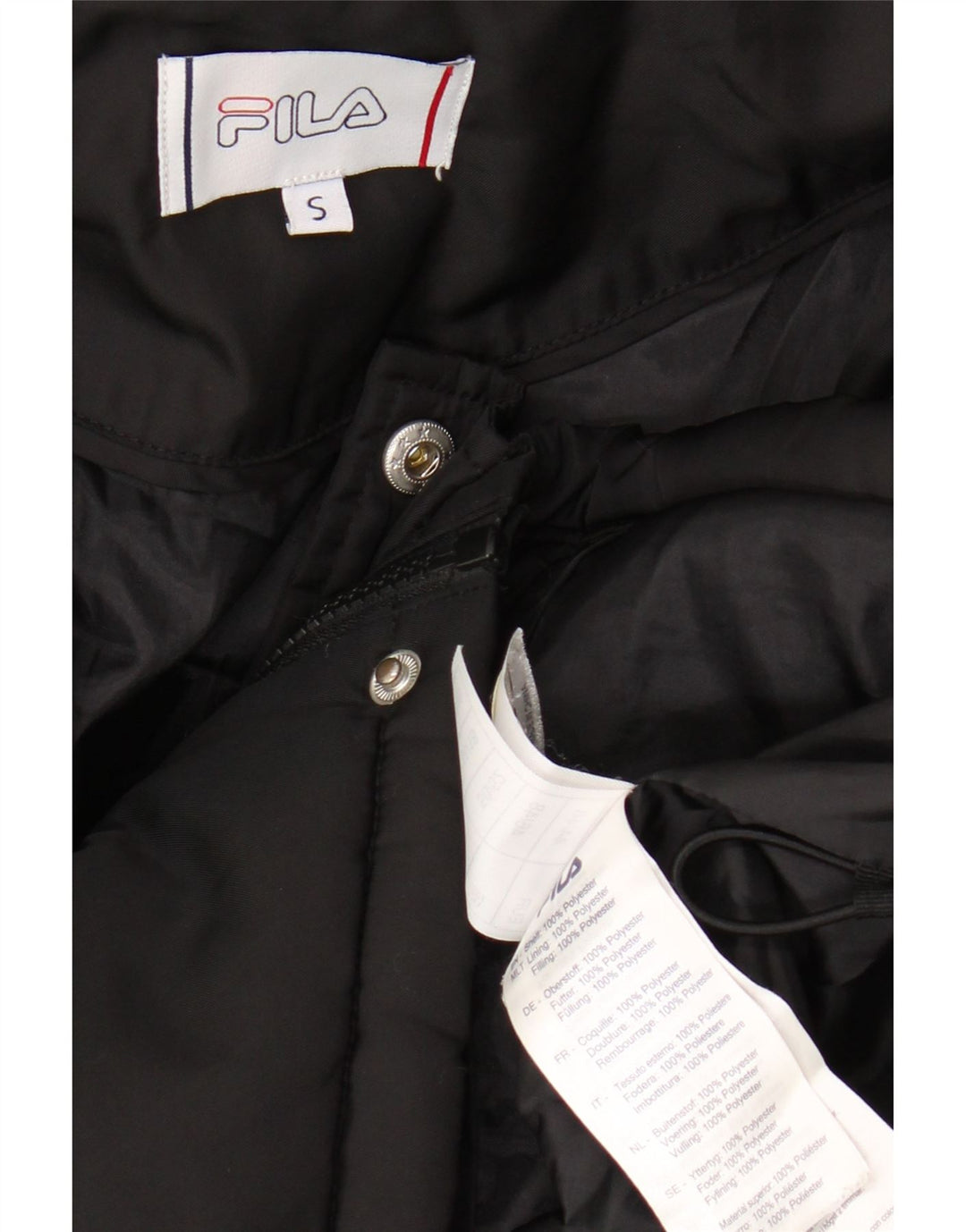 FILA Polstret jakke med hætte til mænd UK 36 Small Black Colourblock Polyester