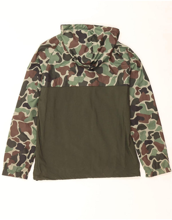 ADIDAS Regnjakke med hætte til mænd UK 38 Medium Khaki Camouflage Polyamid