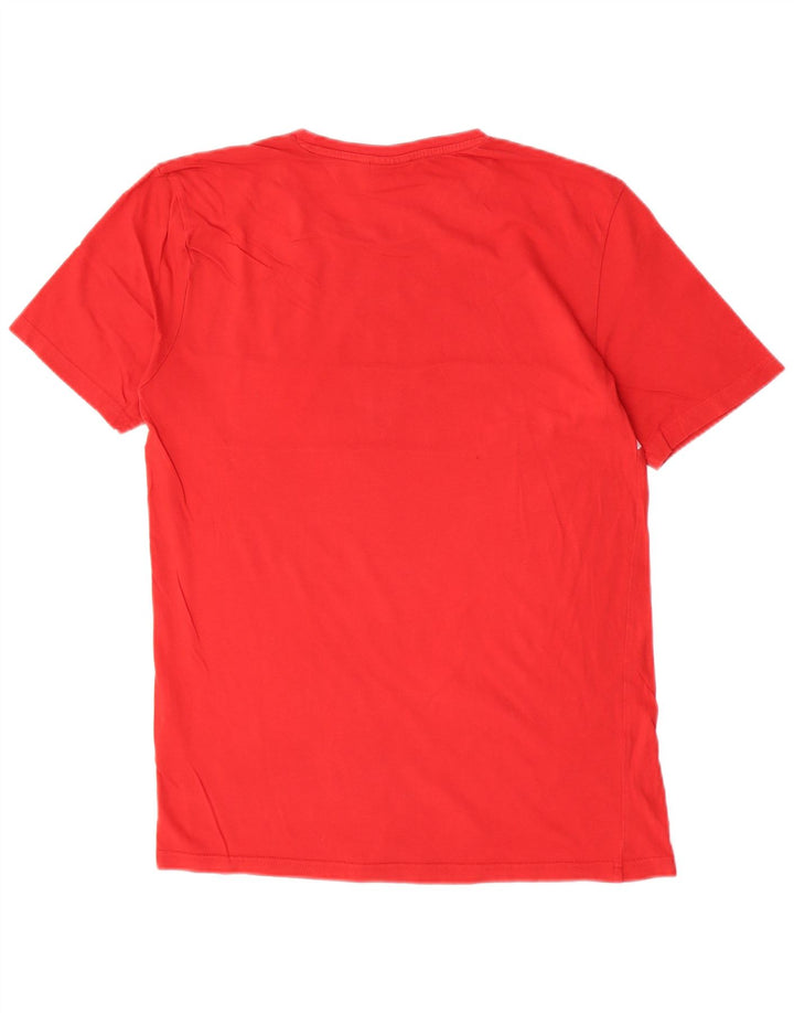 Fila Herre grafisk T-shirt Top Medium Rød Colourblock Bomuld