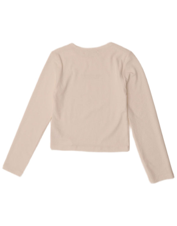 Zara Girls Grafisk Top Langærmet 13-14 År Hvid Polyester