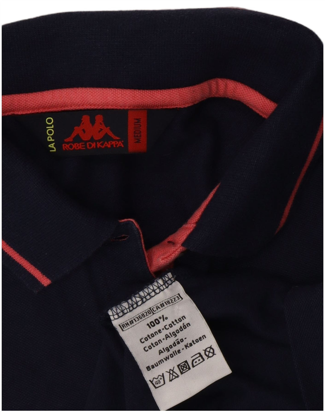 KAPPA Dame Polo Shirt UK 12 Medium Navy Blue Bomuld