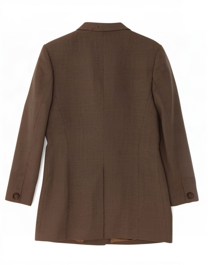 Jaeger Dame Dobbeltradet Blazer Jacket UK 12 Medium Khaki New Wool