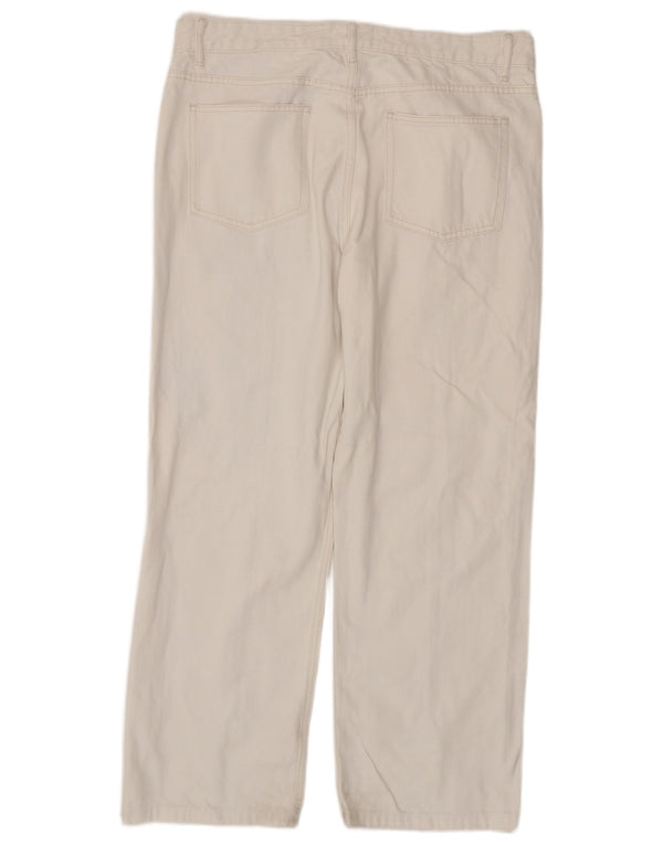 Zara Dame Højtaljede Lige Jeans EU 46 2XL W36 L29 Hvid Bomuld