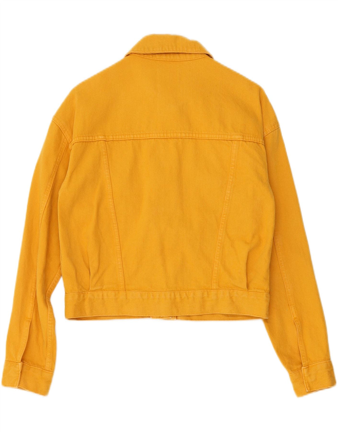 ZARA Womens Denim Jacket UK 10 Small Yellow Cotton