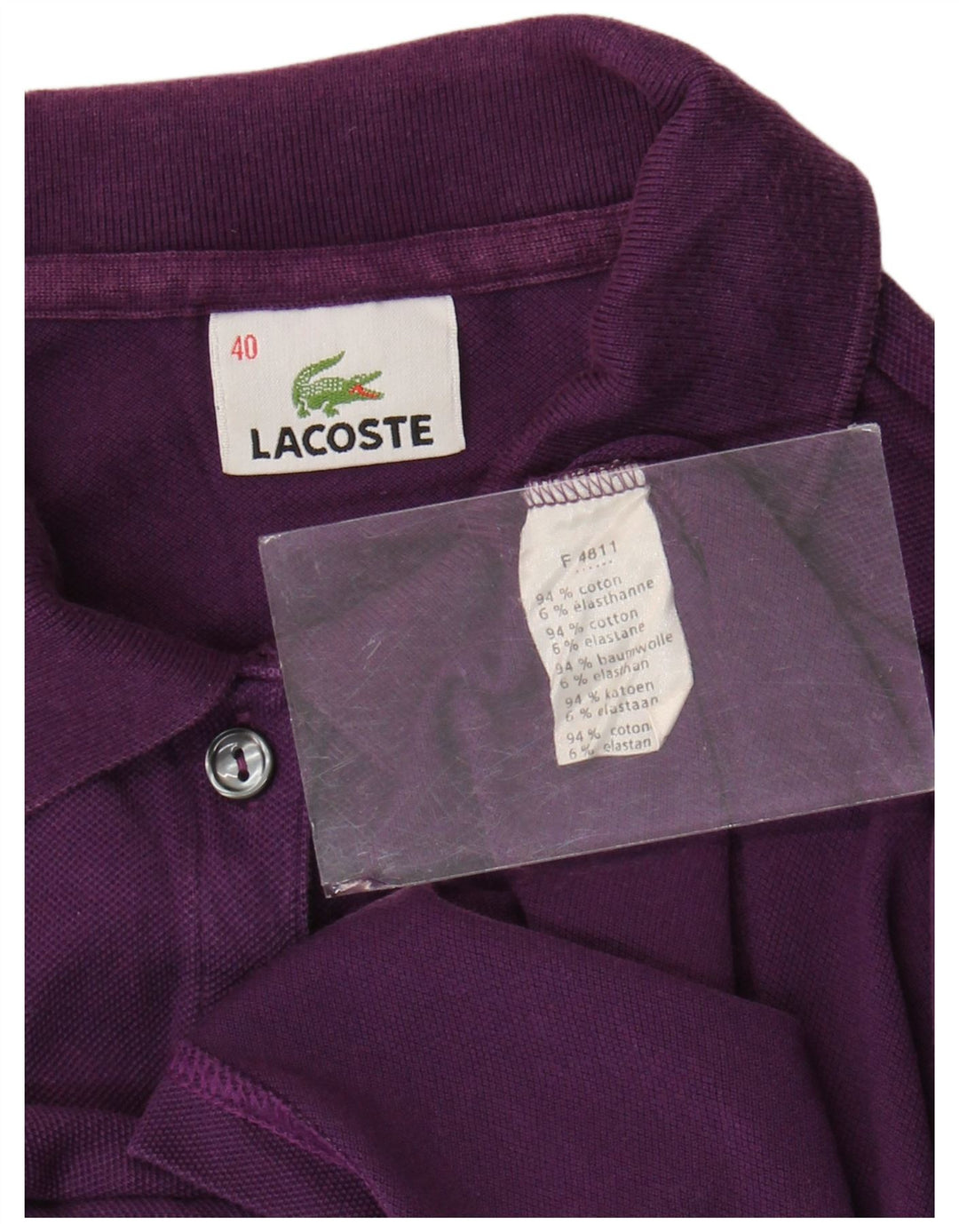 Lacoste Dame Polo Shirt Størrelse 40 Medium Lilla Bomuld