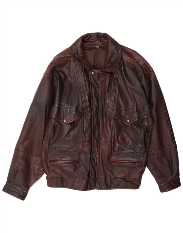 Vintage Herre Læderjakke IT 50 Large Burgundy