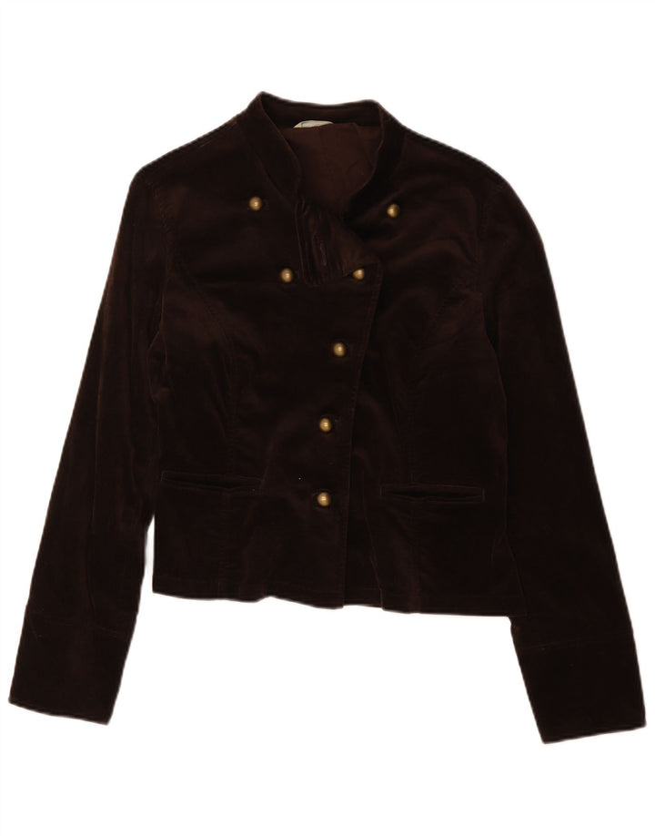 Marks & Spencer Dame 5 Button Velvet Blazer Jacket UK 14 Medium Brown