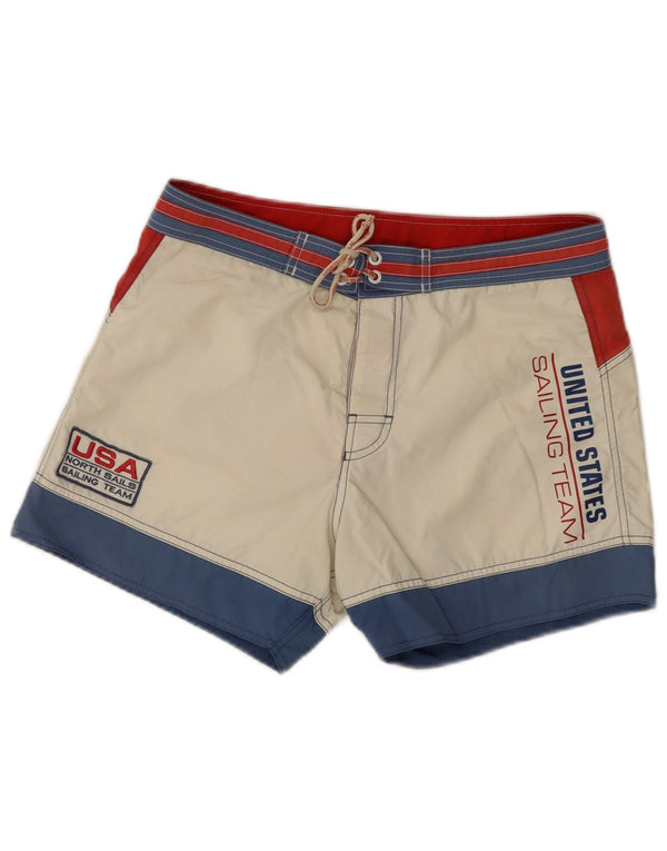 North Sails Womens Swimming Shorts UK 14 Medium Off White Colourblock