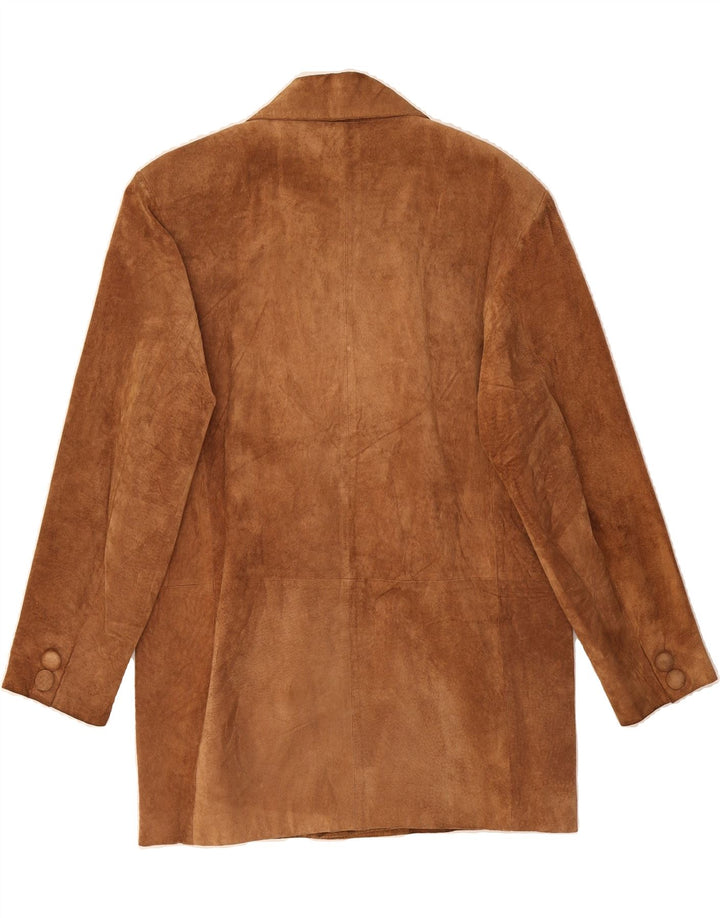 VINTAGE Womens Suede Double Breasted Coat UK 14 Large Brown Leather Vintage Vintage and Second-Hand Vintage from Messina Hembry 