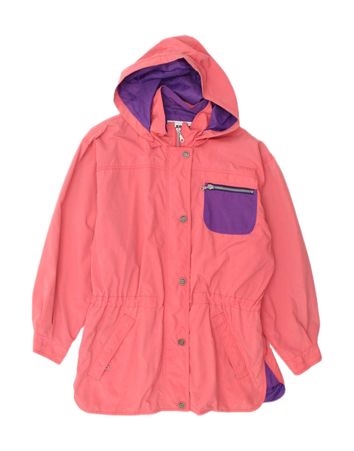KLEPPER Womens Oversized Hooded Windbreaker Coat EU 38 Medium Pink Vintage Klepper and Second-Hand Klepper from Messina Hembry 