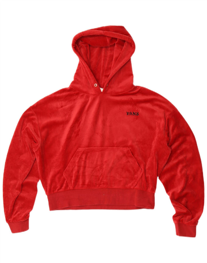 Vans Dame Velour Oversized Hættetrøje Jumper UK 10 Lille Rød Polyester