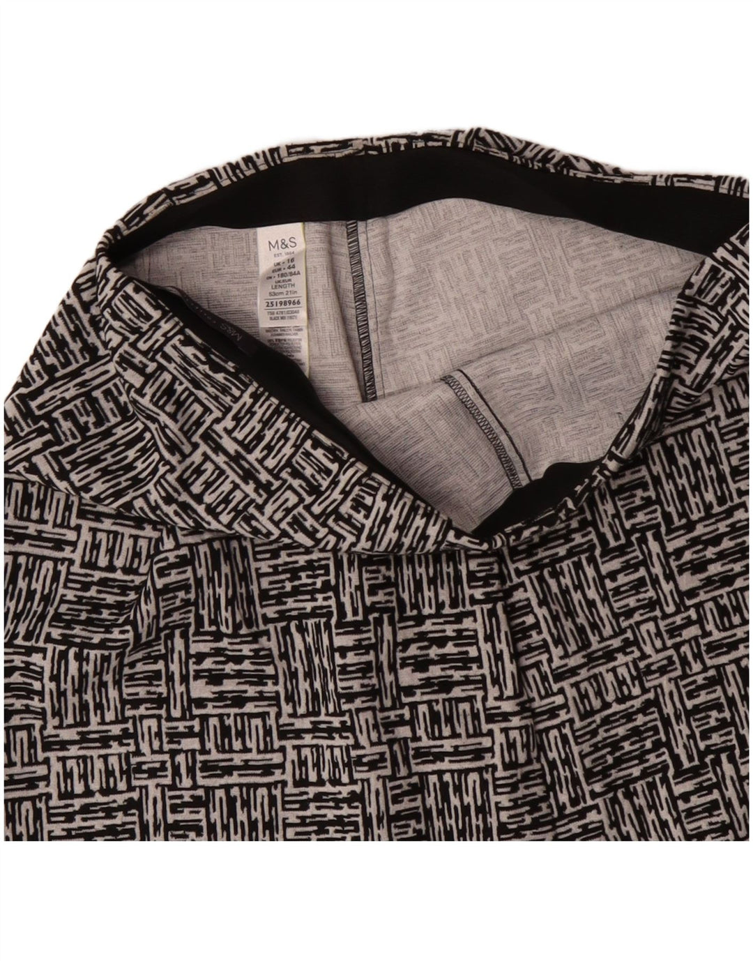 Marks & Spencer A-line nederdel til kvinder UK 16 Large W34 Black Geometric