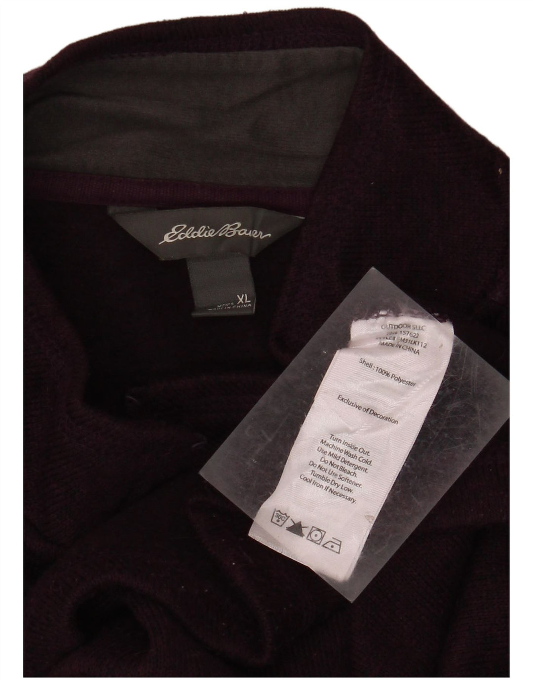 EDDIE BAUER Sweatshirt med lynlås til mænd XL Lilla Flecked Polyester