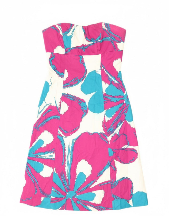 Coast Dame Stropløs Kjole UK 8 Small Pink Floral Bomuld