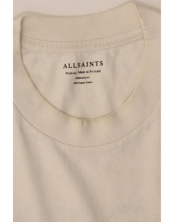All Saints Herre Oversized grafisk T-shirt Top Medium Hvid Bomuld