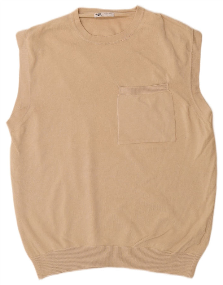 Zara Herrevest Tank Top Medium Beige Bomuld