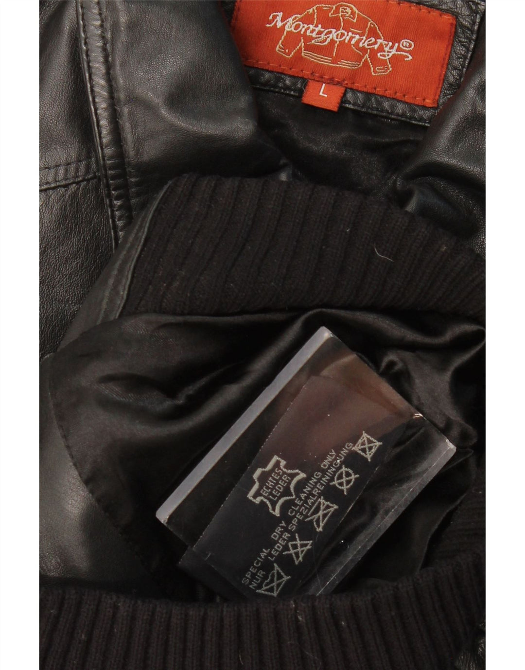 MONTGOMERY Womens Crop Læderjakke UK 14 Stort sort læder