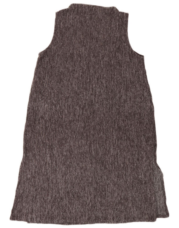Zara Dame Ærmeløs Basic Kjole UK 16 Large Grå Flecked Polyester