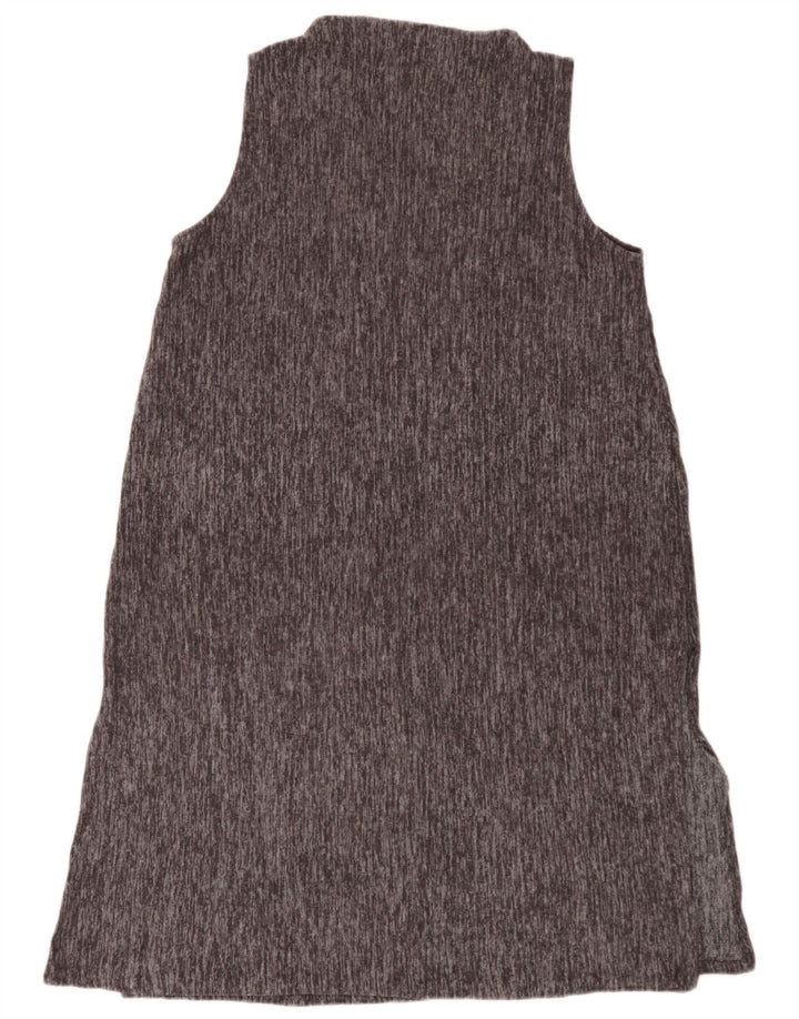 Zara Dame Ærmeløs Basic Kjole UK 16 Large Grå Flecked Polyester