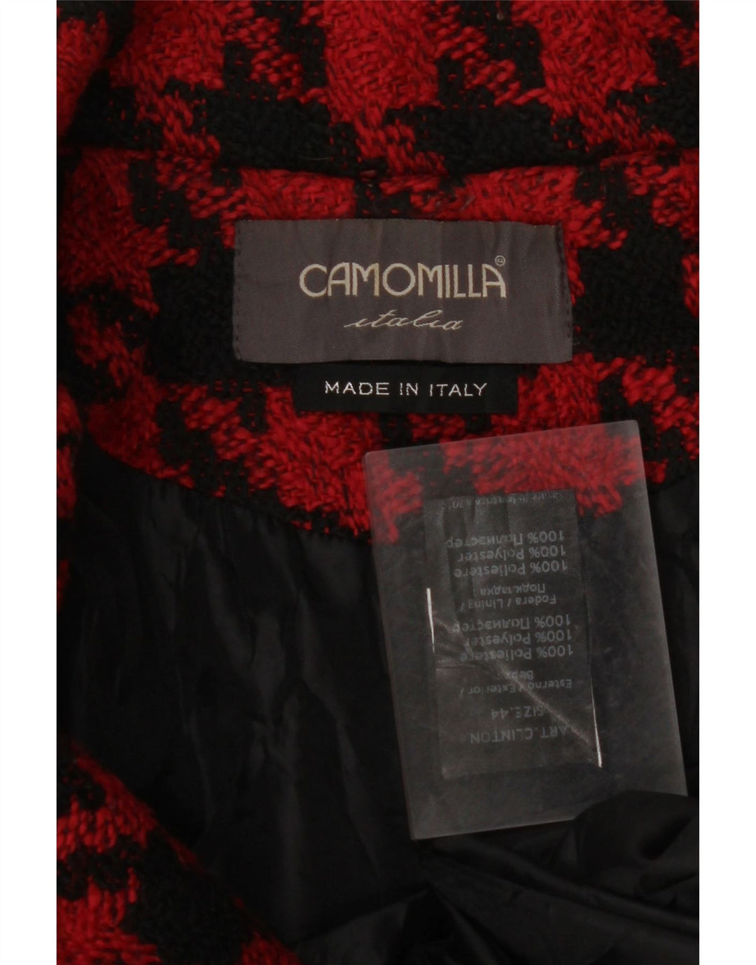 CAMOMILLA Dameoverfrakke IT 44 Medium Red Houndstooth Polyester