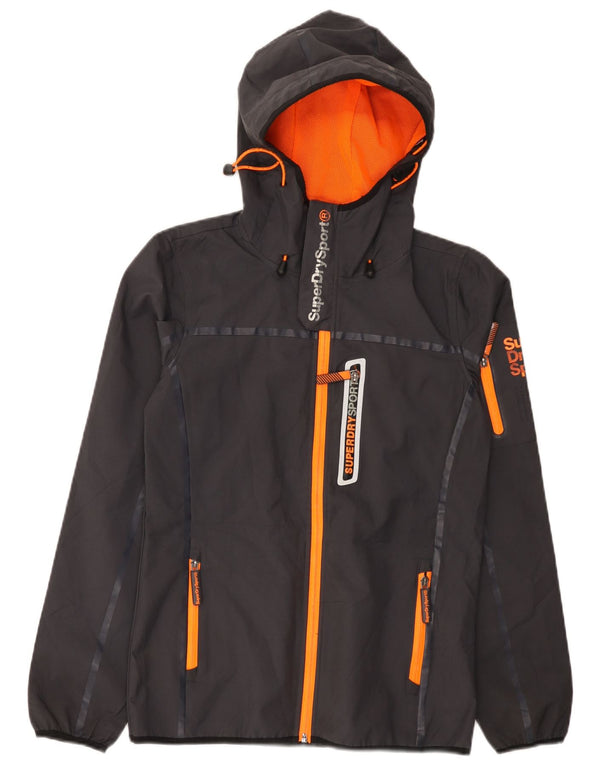 Superdry Herre grafisk regnjakke med hætte UK 34 XS grå polyester