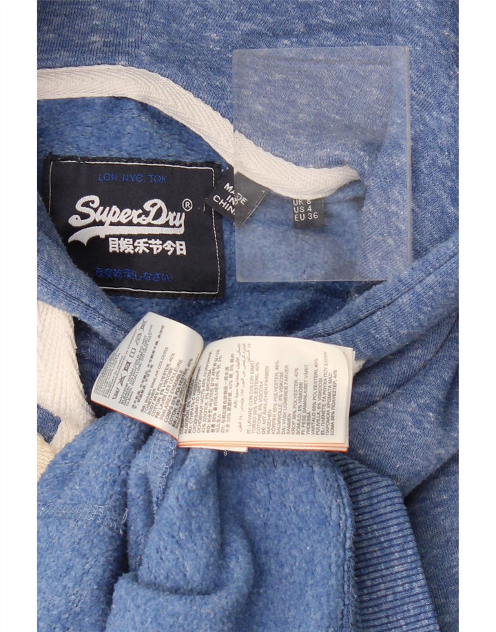 Superdry grafisk hættetrøjetrøje til kvinder UK 8 Small Blue Flecked Polyester