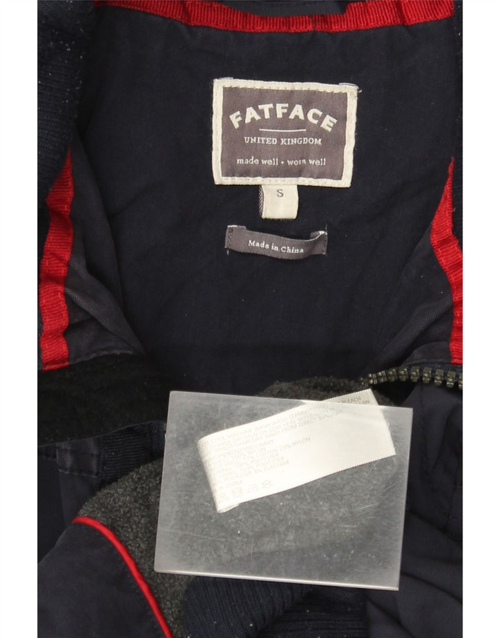 Fat Face Herre Hooded Bomber Jacket UK 36 Small Navy Blue Polyester