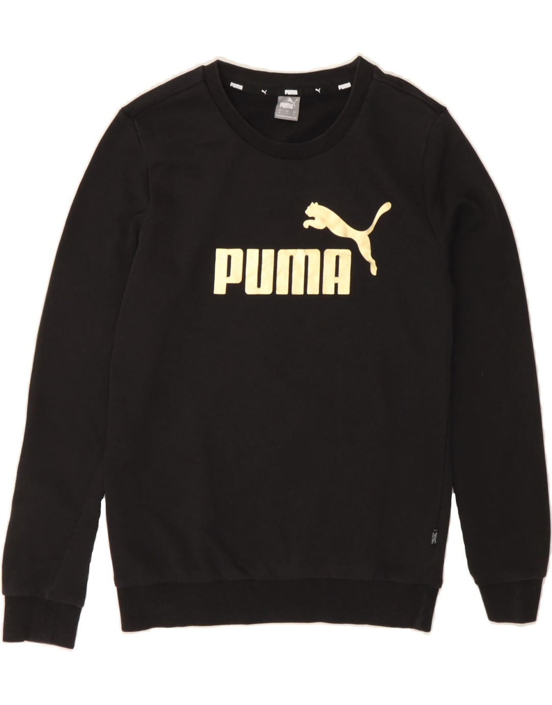PUMA Womens Graphic Sweatshirt Jumper UK 10 Small Black Cotton Vintage Puma and Second-Hand Puma from Messina Hembry 