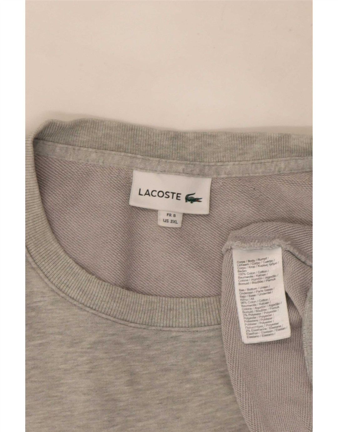 Lacoste Herre Sweatshirt Jumper Størrelse 8 3XL Grå Flecked Bomuld