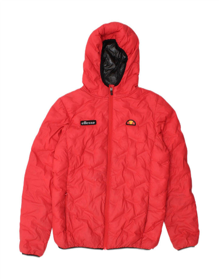 ELLESSE Womens Hooded Padded Jacket UK 10 Small Red Polyurethane