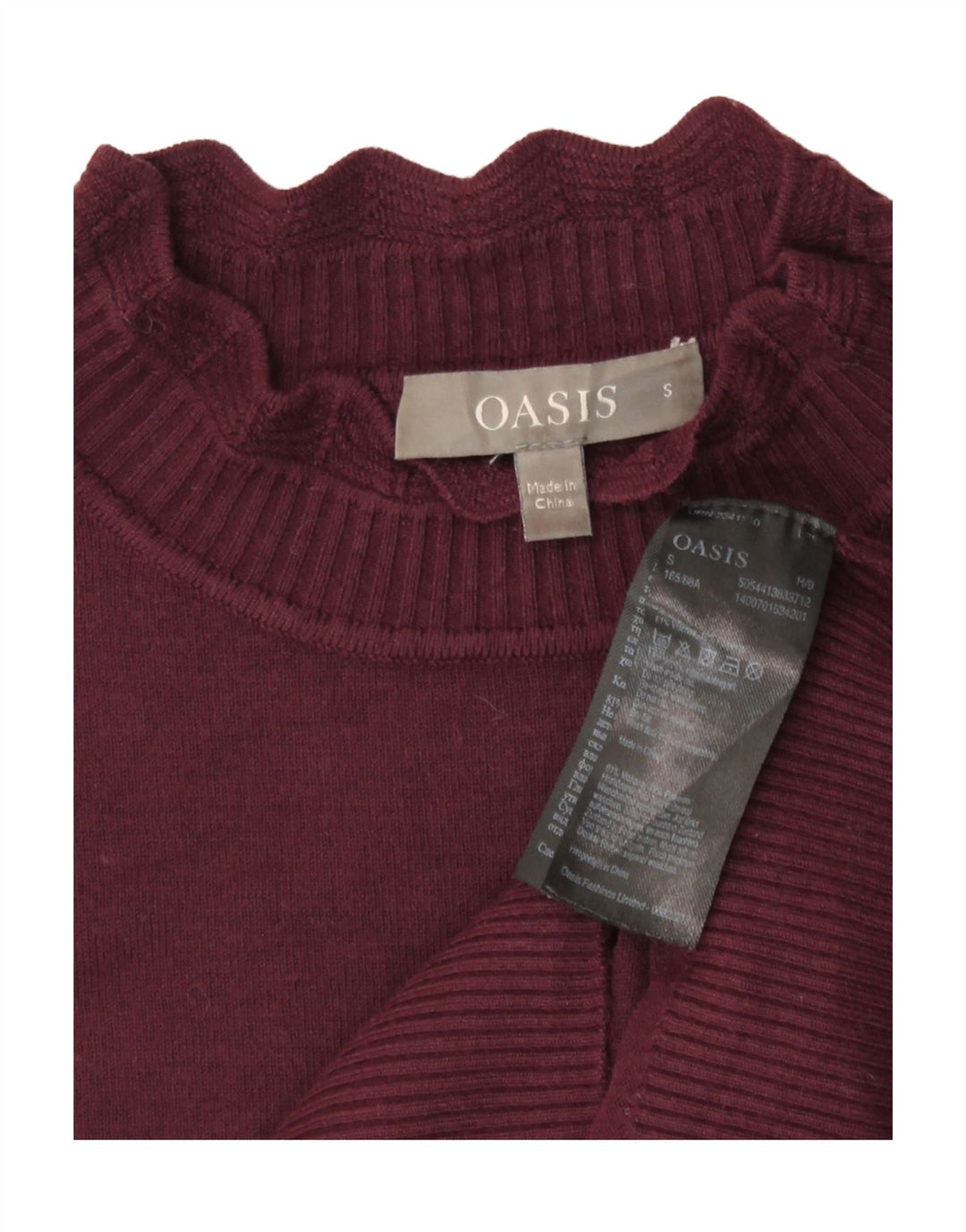 Oasis Dame Turtle Neck Jumper Sweater UK 8 Small Burgundy Viscose