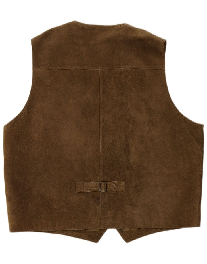 PIONIER Herre Ruskind Gilet UK 22 3XL Khaki Læder