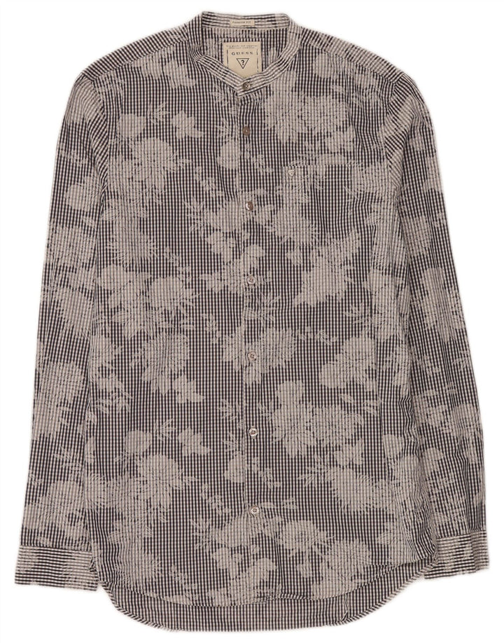 Guess Herreskjorte Medium Blue Gingham Cotton Flower