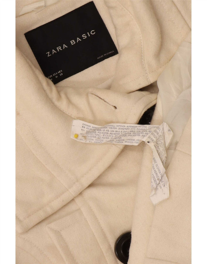 Zara Womens Pea Coat UK 12 Medium Off White Uld