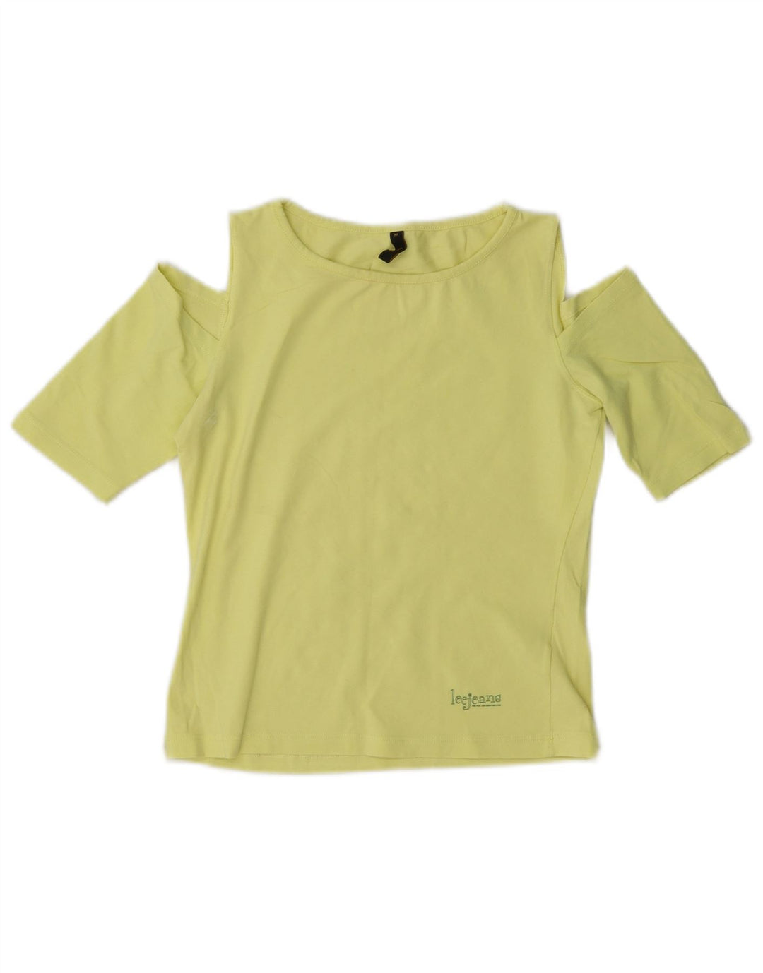 Lee Womens Crop Off Shoulder Top UK 12 Medium Gul Bomuld