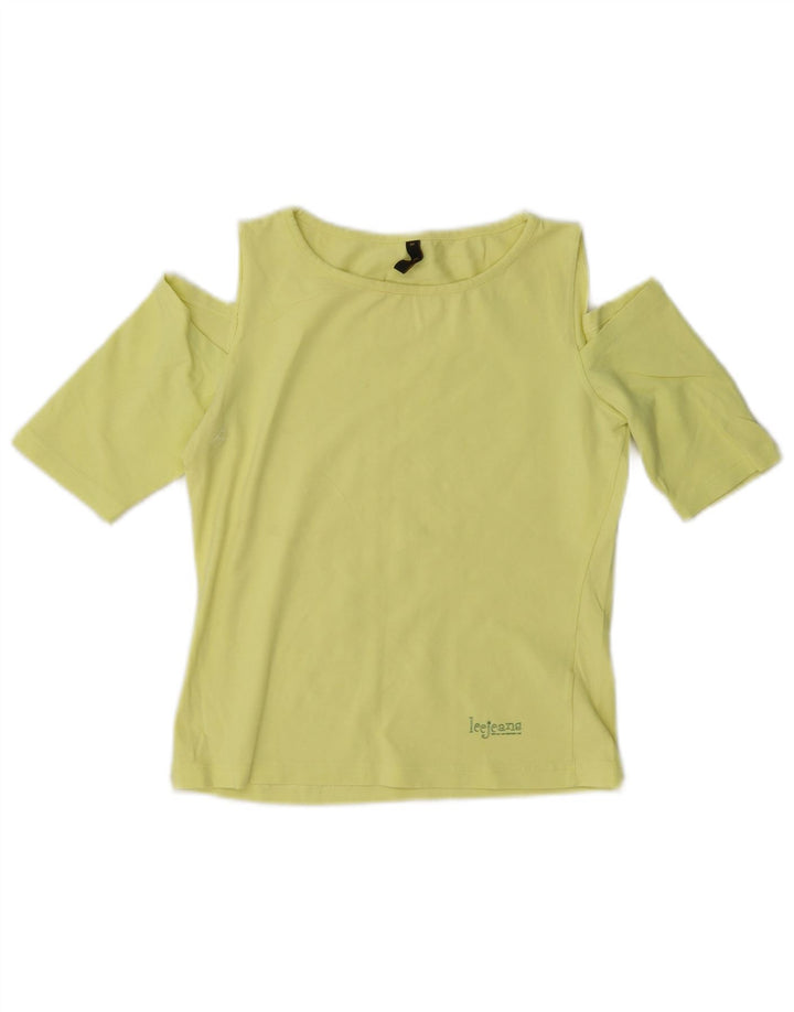 Lee Womens Crop Off Shoulder Top UK 12 Medium Gul Bomuld