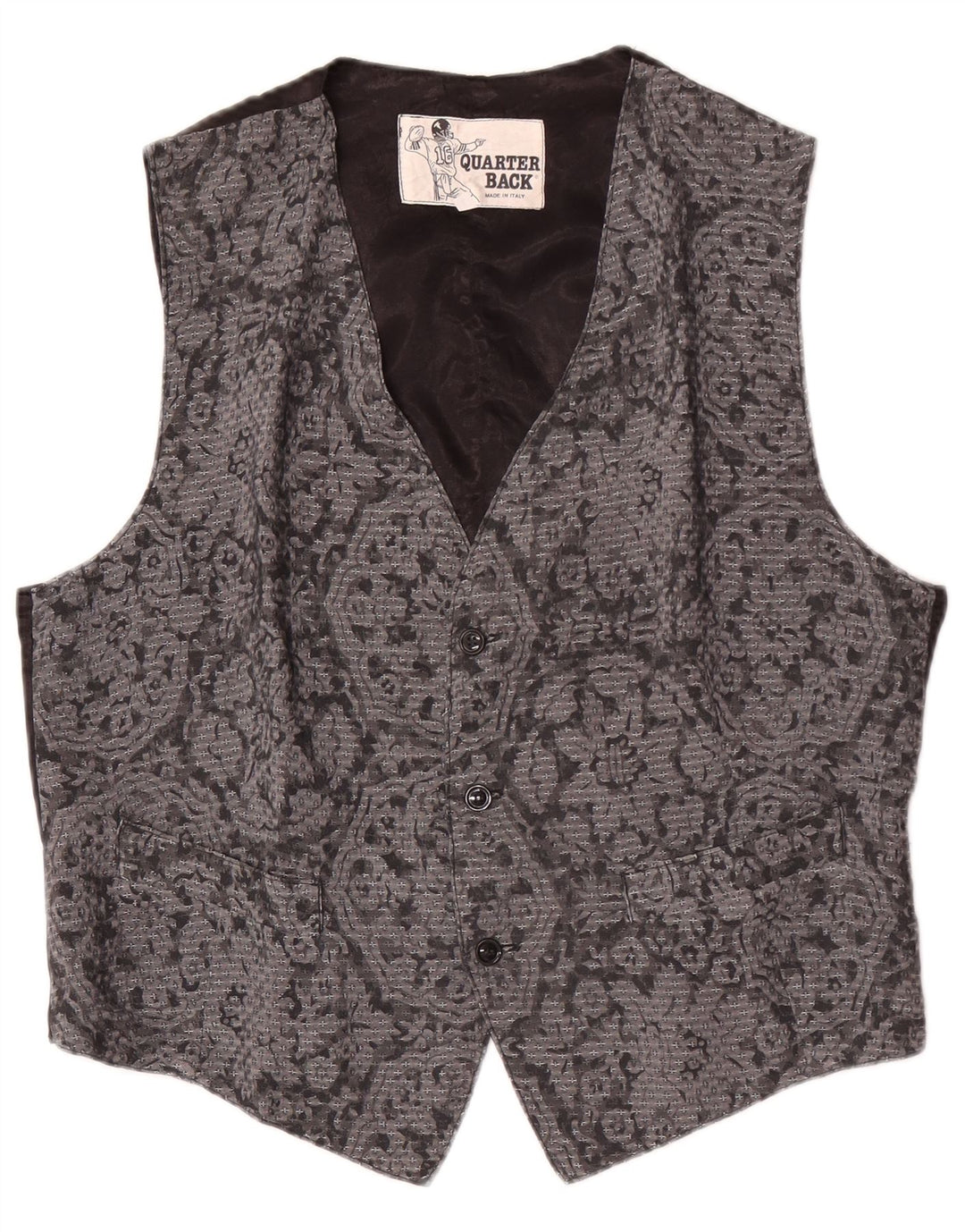 Vintage vest til mænd, stor grå blomster