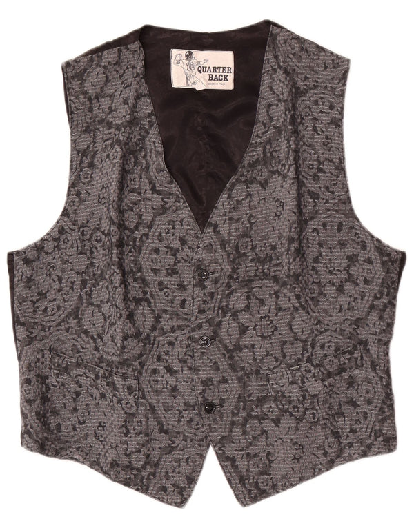 Vintage vest til mænd, stor grå blomster
