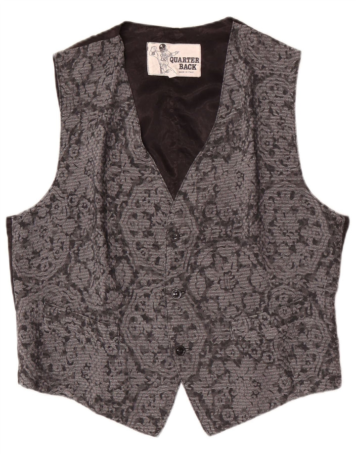 Vintage vest til mænd, stor grå blomster