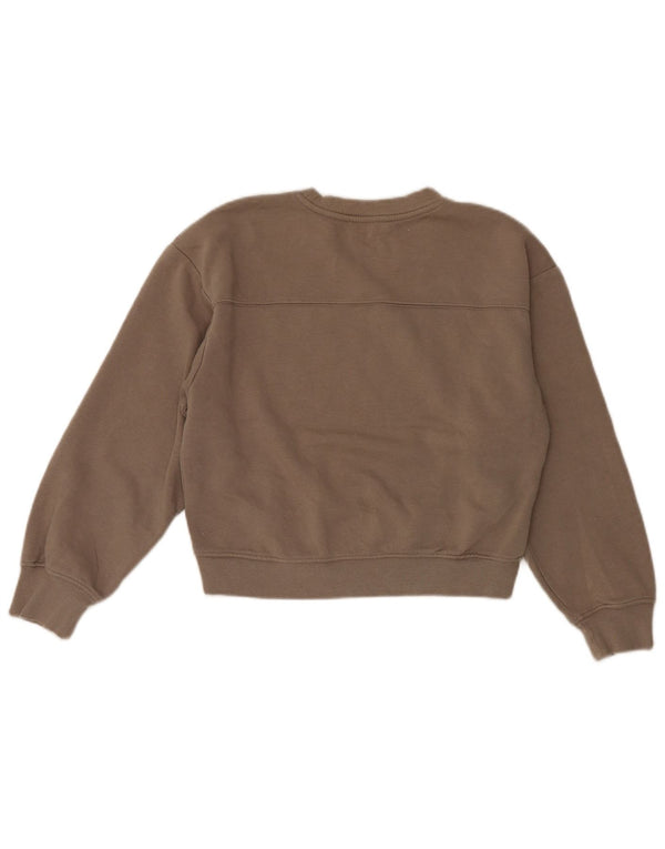 Zara Womens Crop Relaxed Fit Sweatshirt Jumper UK 8 Lille brun bomuld