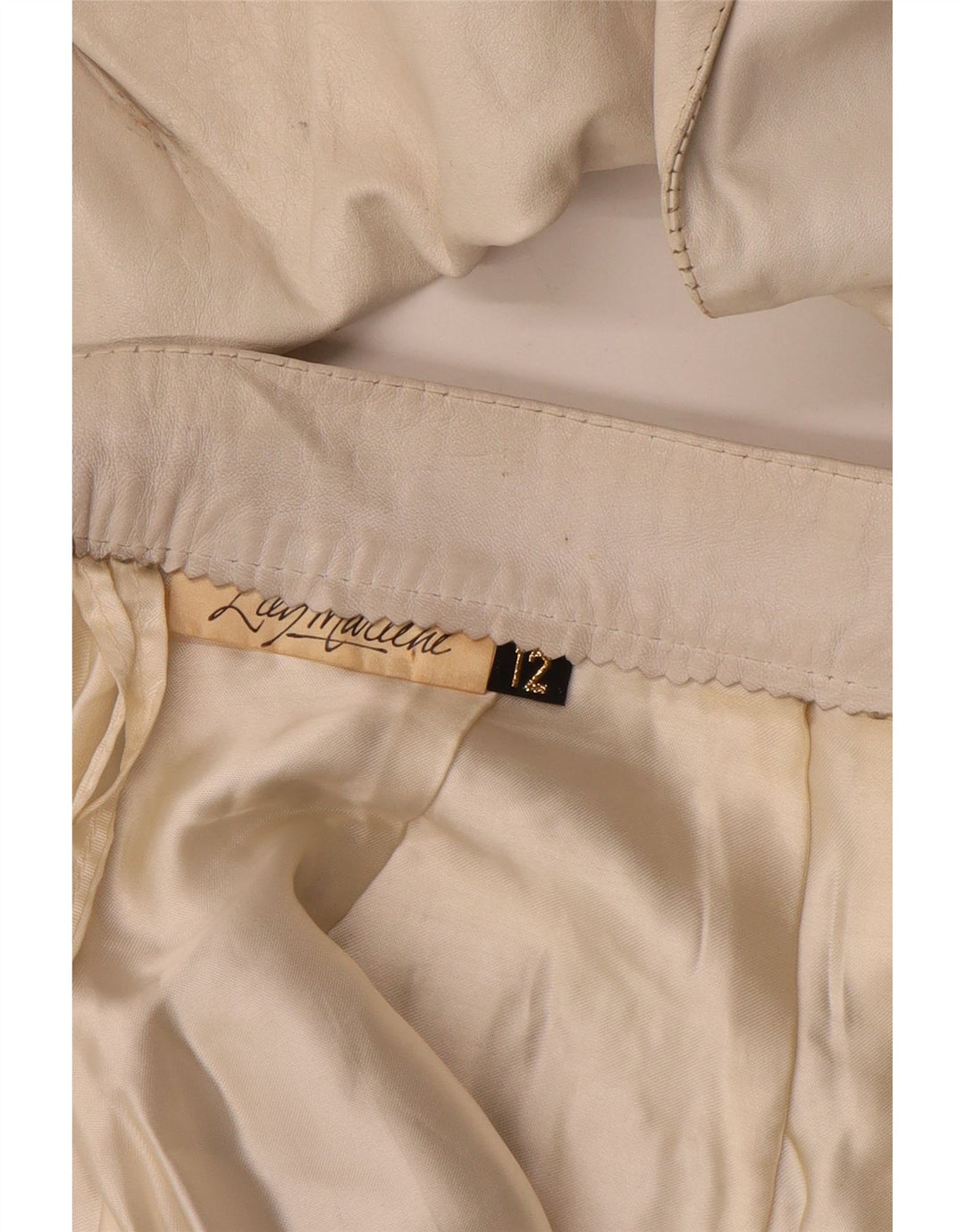 Vintage dame læder 2-delt nederdel Sæt UK 12 Medium W26 Off White